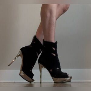 Herve Leger Kalina Stiletto peep toe heel zip back boot in 40.5